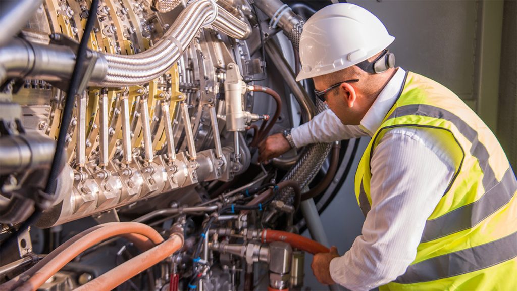operator doing a predictive maintenance on a gas turbines