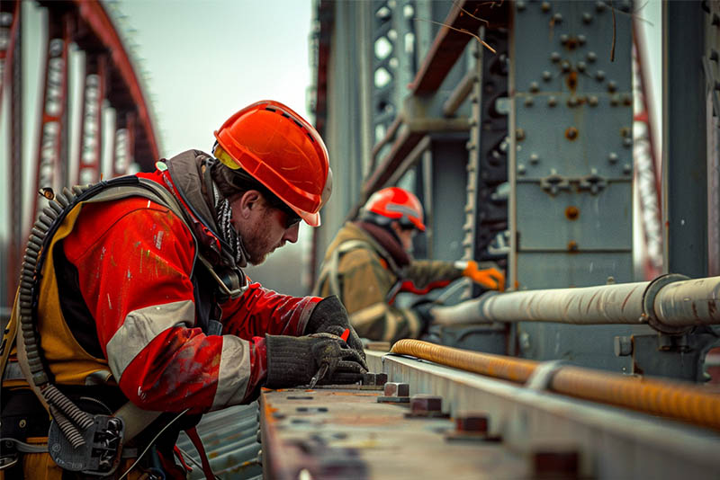 Un técnico en trabajos verticales resuelve un problema de apriete de tornillos en una estructura exterior.